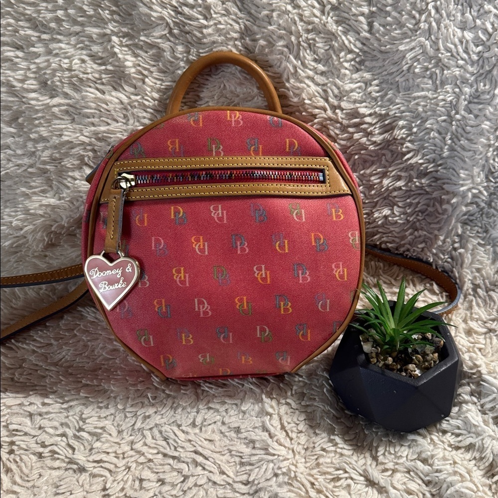 Vintage Dooney & Bourke Coated Signature Circle Backpack Purse Y2K